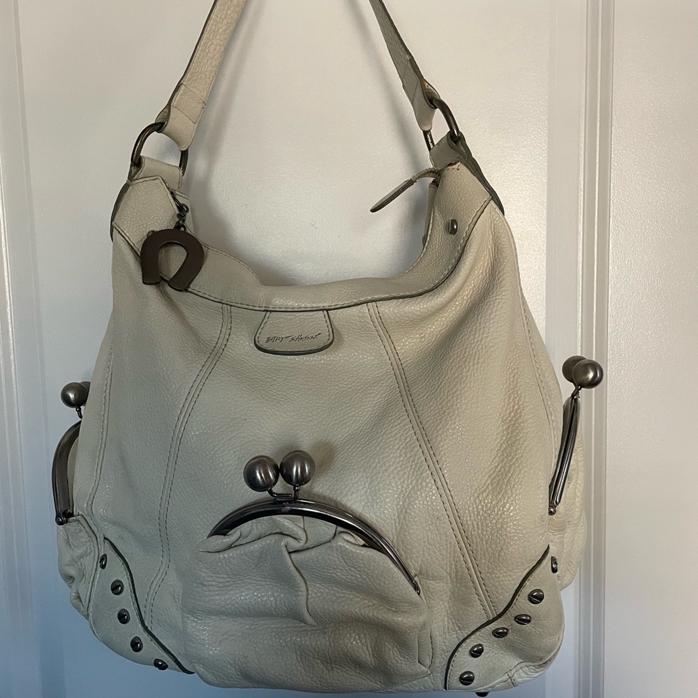 Betsey Johnson Cream Hobo Bag with Silver Accents